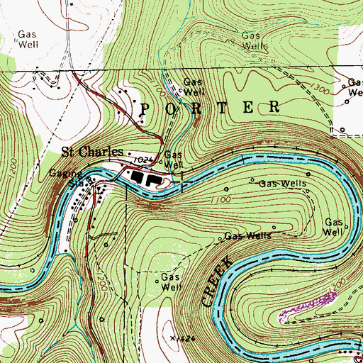 Topographic Map of Leatherwood Creek, PA