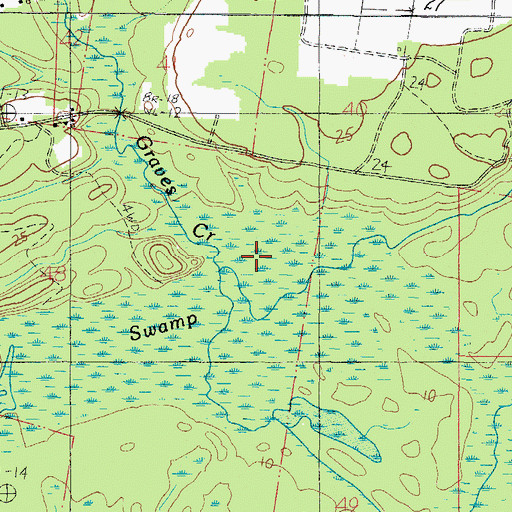 Topographic Map of Graves Creek, AL