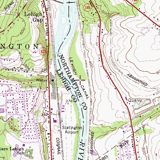Topographic Map of Lehigh Canal (historical), PA