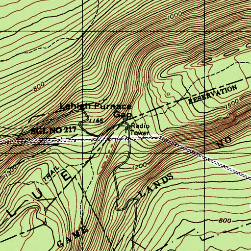 Topographic Map of Lehigh Furnace Gap, PA