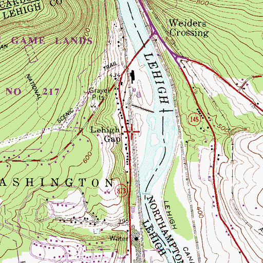 Topographic Map of Lehigh Gap, PA