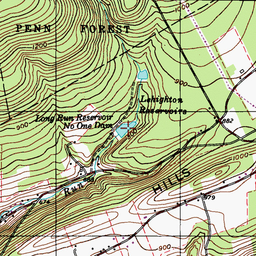 Topographic Map of Lehighton Reservoirs, PA