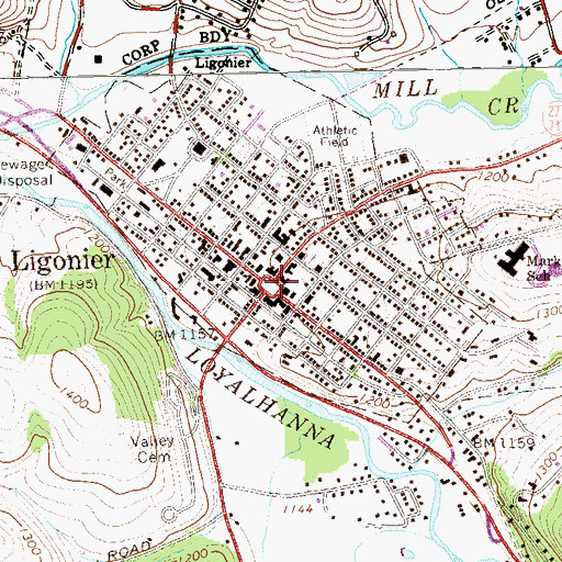 Topographic Map of Ligonier, PA