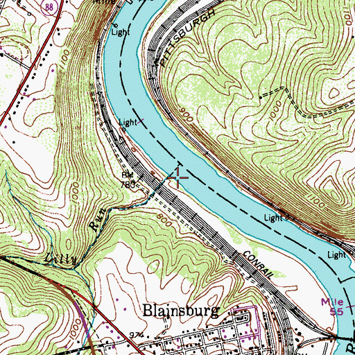 Topographic Map of Lilly Run, PA