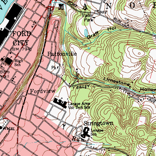 Topographic Map of Limestone Hollow, PA