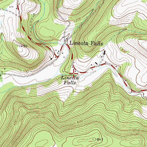 Topographic Map of Lincoln Falls, PA