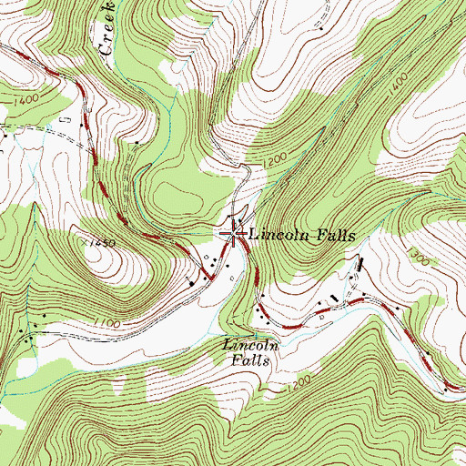 Topographic Map of Lincoln Falls, PA