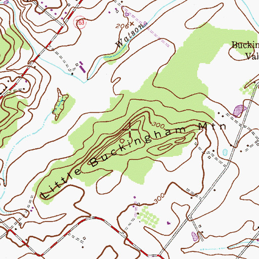 Topographic Map of Little Buckingham Mountain, PA