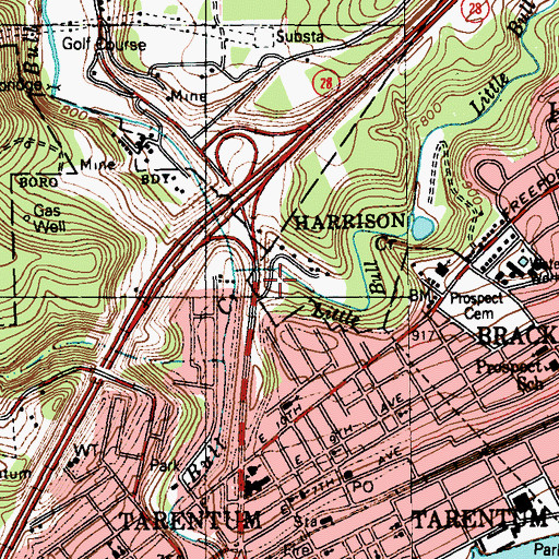 Topographic Map of Little Bull Creek, PA