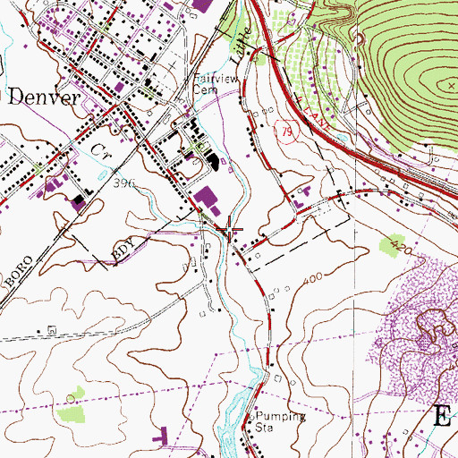 Topographic Map of Little Cocalico Creek, PA