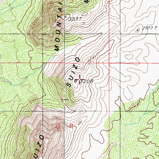 Topographic Map of Suizo Mountains, AZ