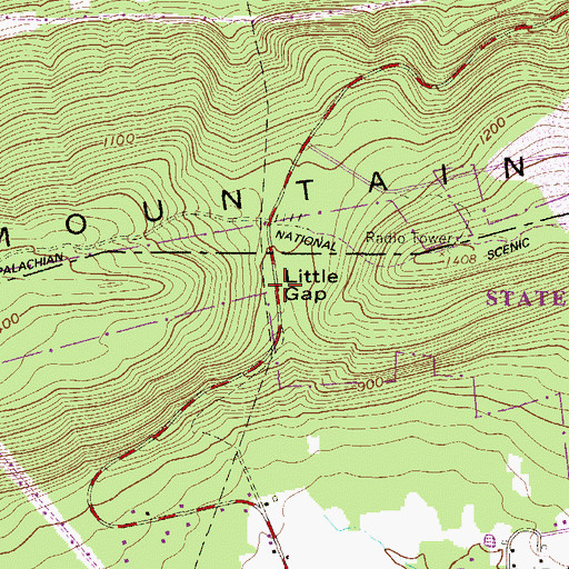 Topographic Map of Little Gap, PA