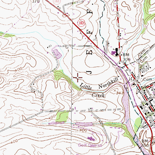 Topographic Map of Little Northkill Creek, PA