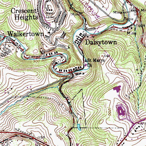 Topographic Map of Little Pike Run, PA
