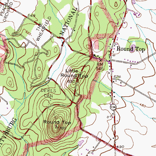 Topographic Map of Little Round Top, PA
