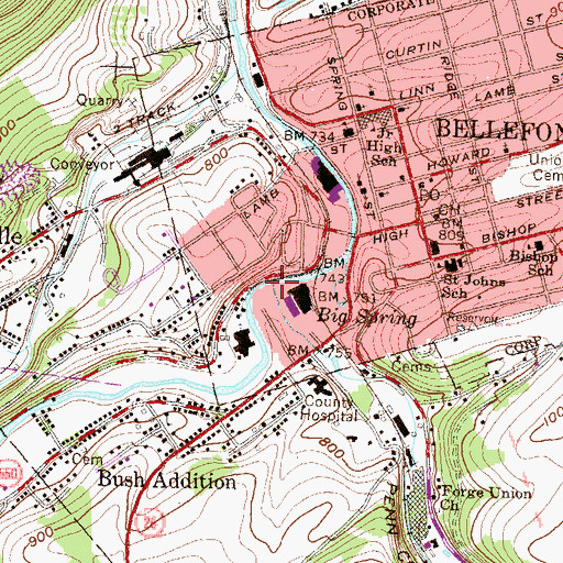 Topographic Map of Logan Branch, PA