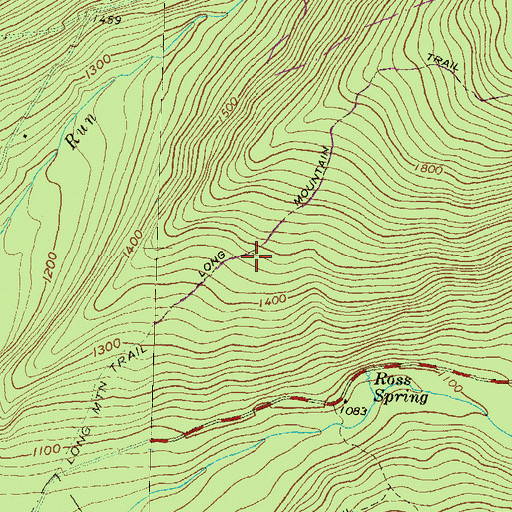Topographic Map of Long Mountain Trail, PA
