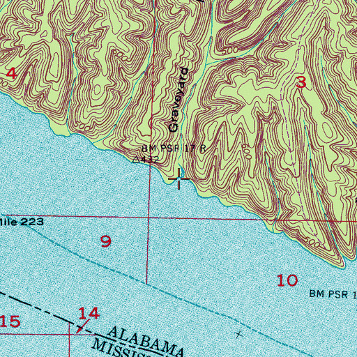 Topographic Map of Graveyard Hollow, AL