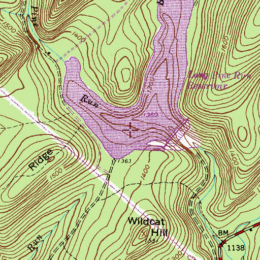 Topographic Map of Long Pine Run Reservoir, PA
