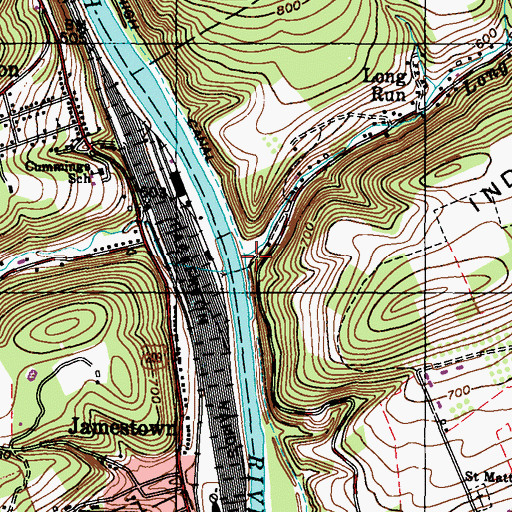 Topographic Map of Long Run, PA