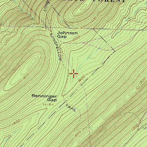Topographic Map of Longfellow Trail, PA