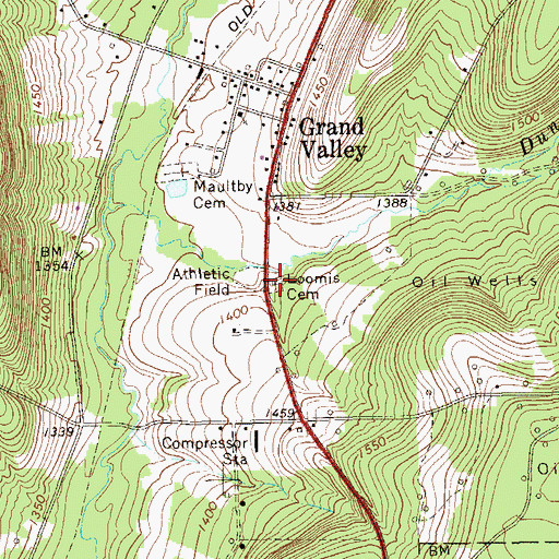 Topographic Map of Loomis Cemetery, PA