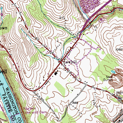 Topographic Map of Lowhill, PA