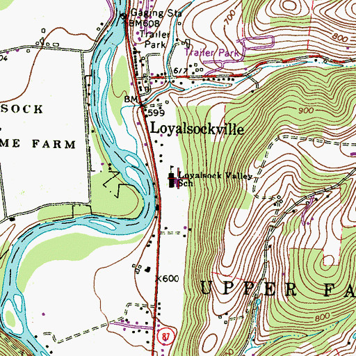 Topographic Map of Loyalsock Valley School, PA