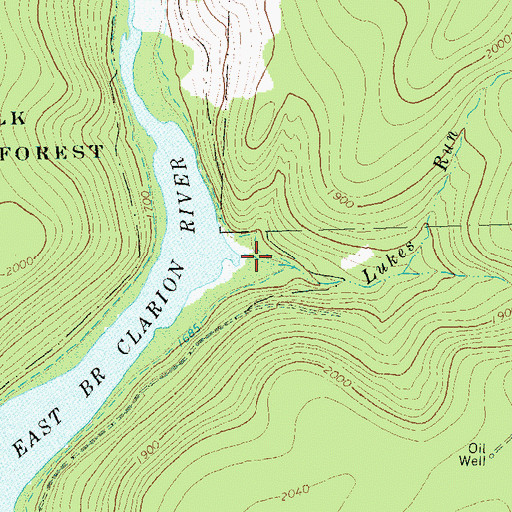 Topographic Map of Lukes Run, PA