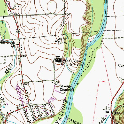 Topographic Map of Lysock-View County Home, PA