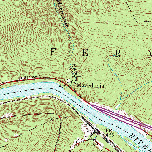 Topographic Map of Macedonia, PA
