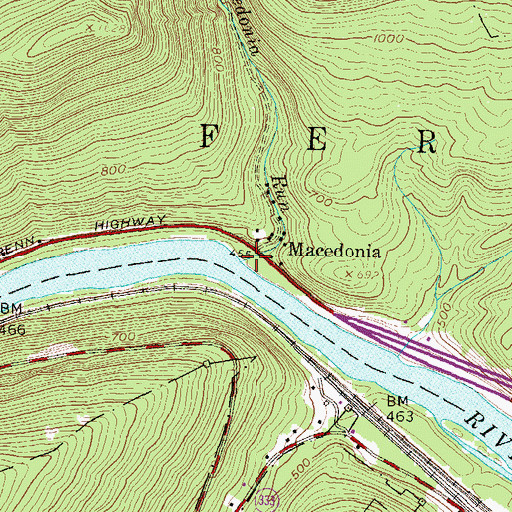 Topographic Map of Macedonia Run, PA