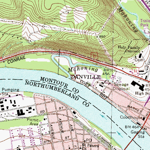 Topographic Map of Mahoning Creek, PA