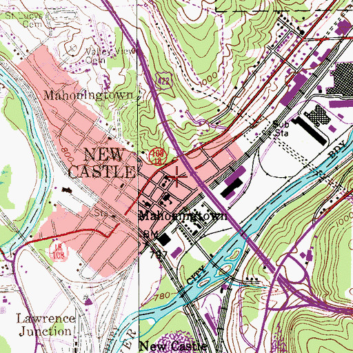 Topographic Map of Mahoningtown, PA