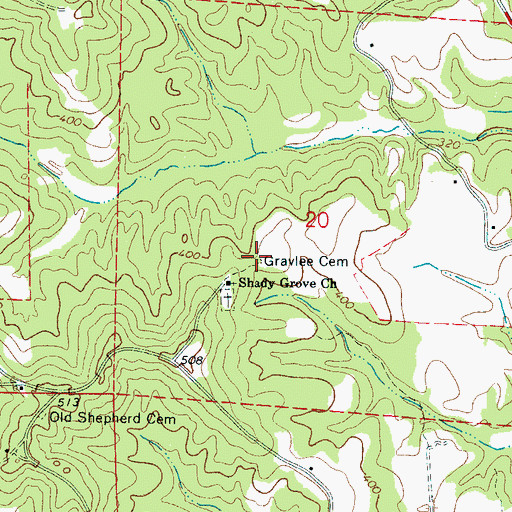 Topographic Map of Gravlee Cemetery, AL