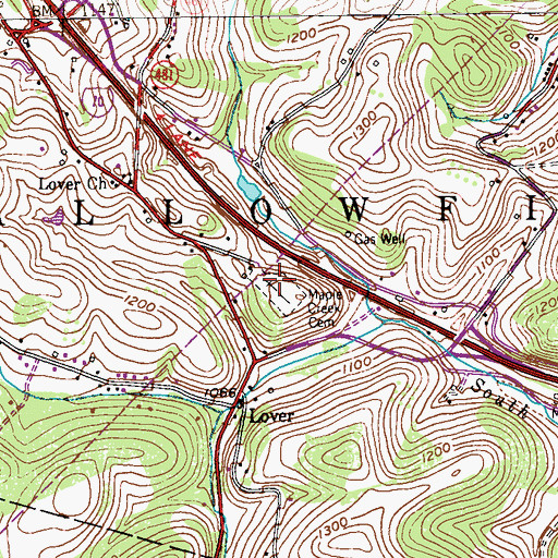 Topographic Map of Maple Creek Cemetery, PA