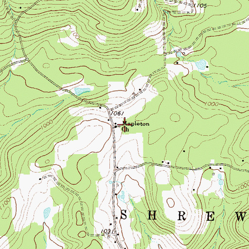 Topographic Map of Mapleton Church, PA