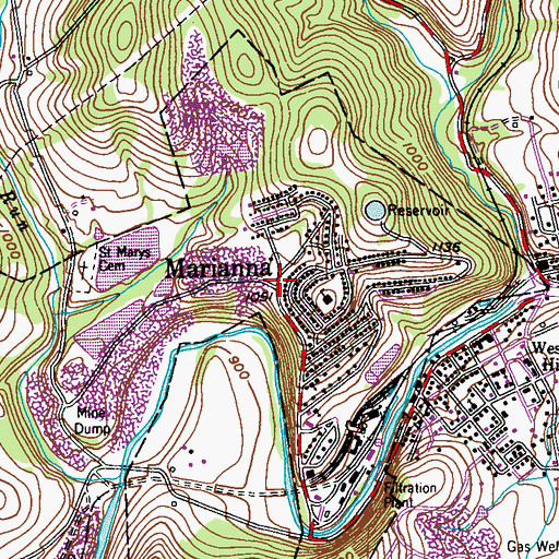 Topographic Map of Marianna, PA