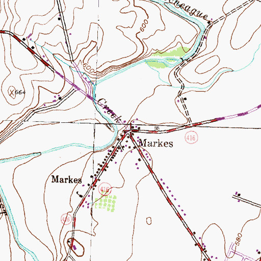 Topographic Map of Markes, PA
