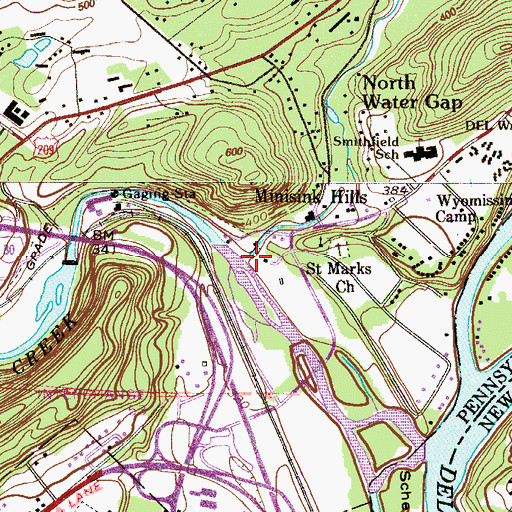 Topographic Map of Marshalls Creek, PA