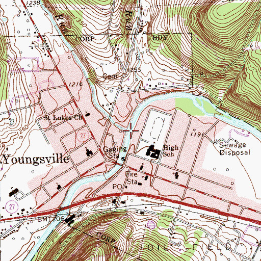 Topographic Map of Matthews Run, PA