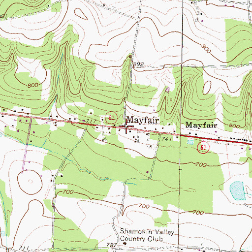 Topographic Map of Mayfair, PA
