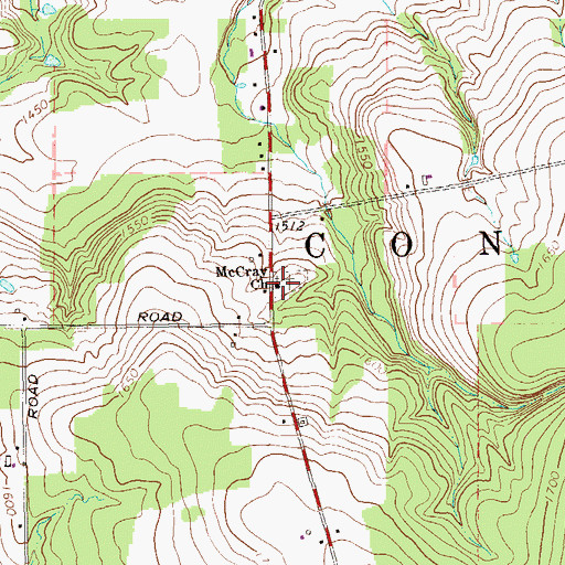 Topographic Map of McCray Church, PA
