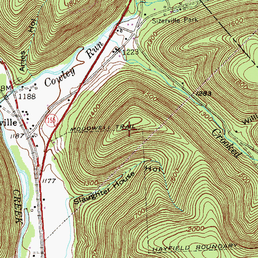 Topographic Map of McDowell Trail, PA