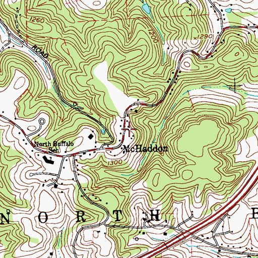 Topographic Map of McHaddon, PA