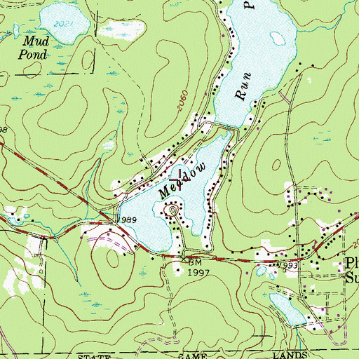 Topographic Map of Meadow Run Ponds, PA