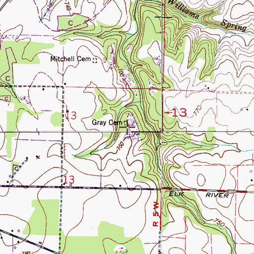Topographic Map of Gray Cemetery, AL