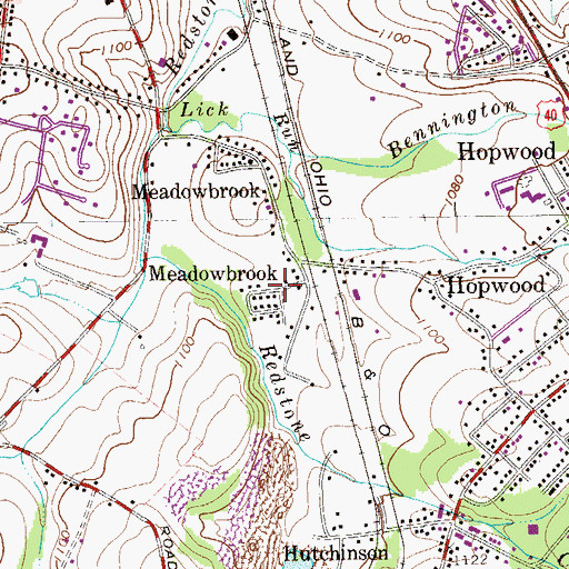 Topographic Map of Meadowbrook, PA