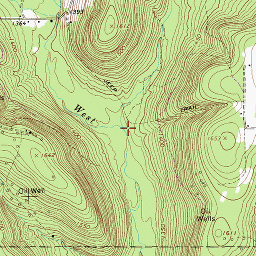 Topographic Map of Middle Branch West Branch Caldwell Creek, PA