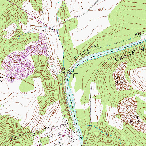 Topographic Map of Middle Creek, PA